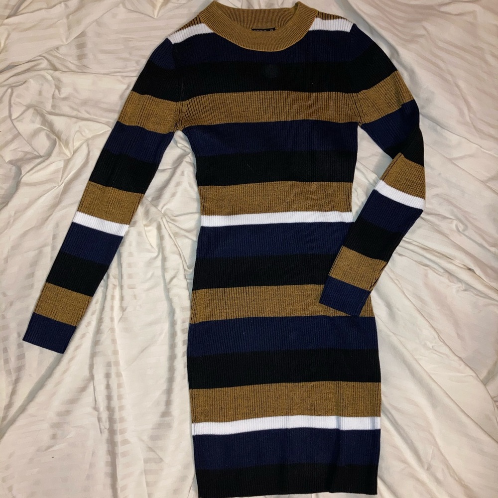 Black white and gold sweater dress